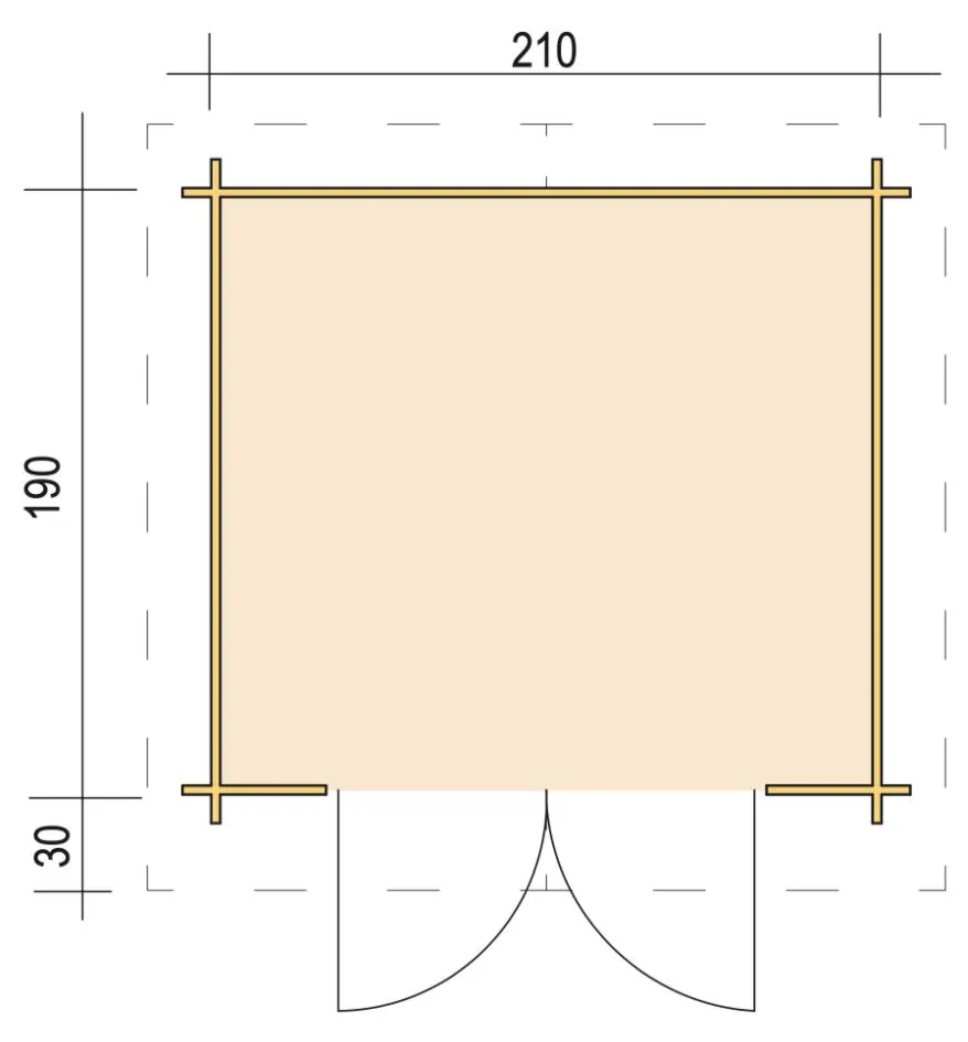 Zuluna Blockhaus 190x210cm, Satteldach