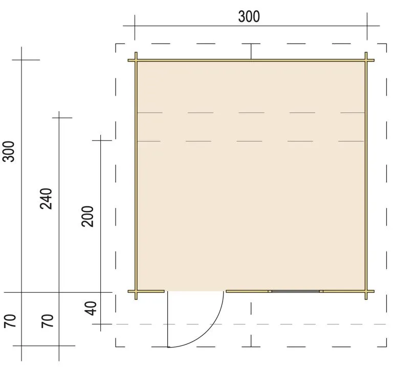 Zuluna Blockhaus 300x240cm, Satteldach