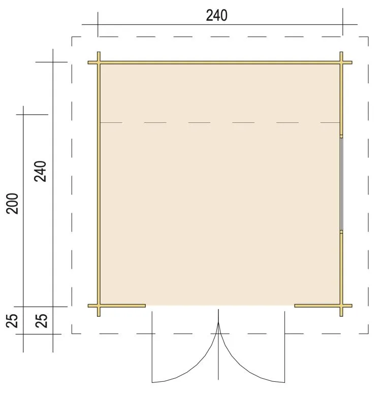 Zuluna Blockhaus 240x240cm, Flachdach