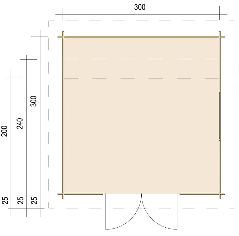 Zuluna Blockhaus 300x300cm, Flachdach