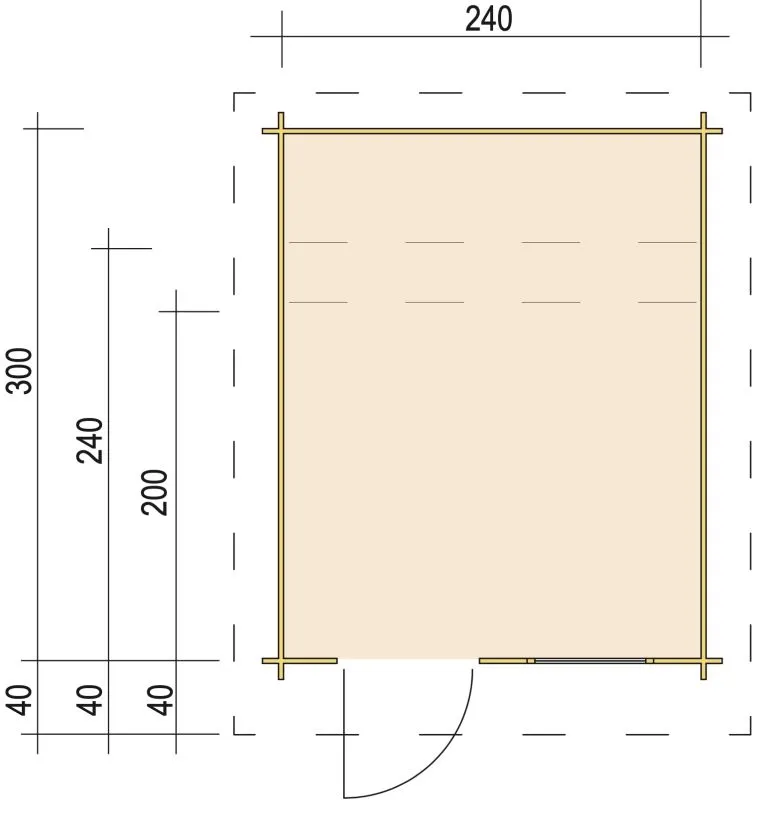 Zuluna Blockhaus 240x300cm, Satteldach