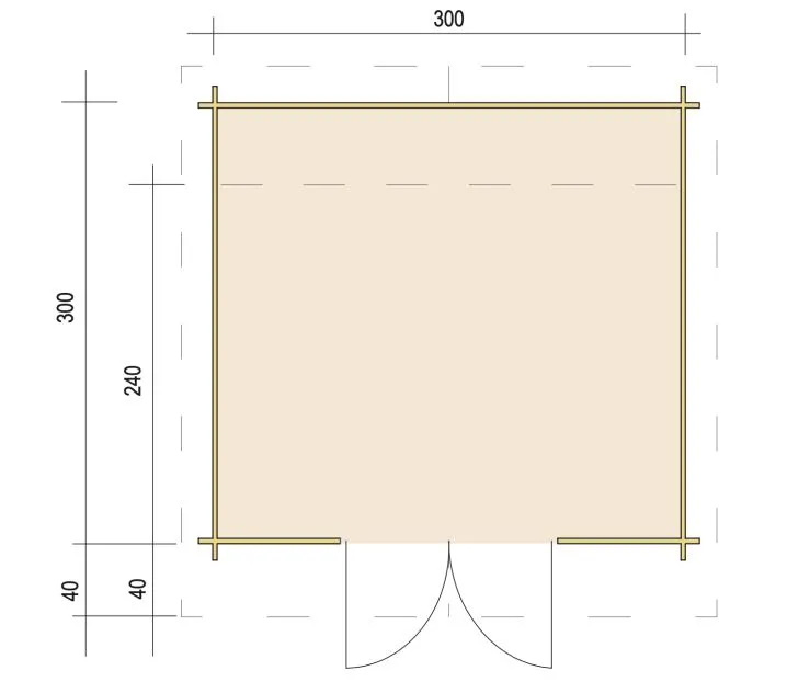 Zuluna Blockhaus 300x300cm, Satteldach