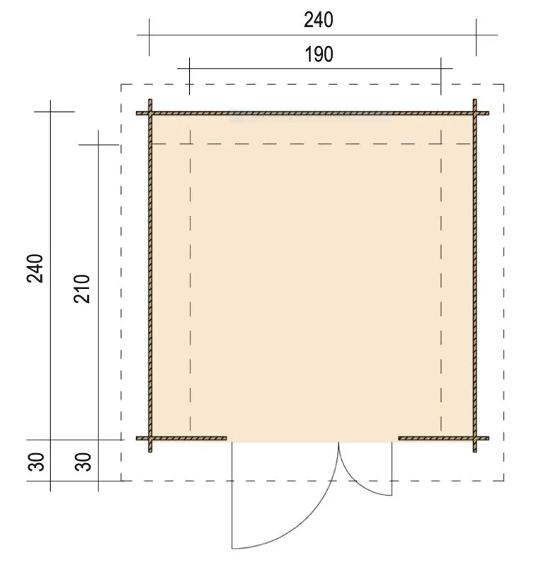 Zuluna Blockhaus 190x240cm, Satteldach