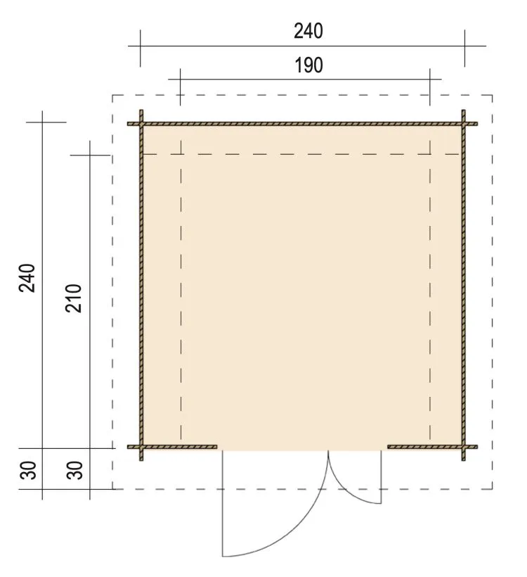 Zuluna Blockhaus 240x240cm, Satteldach