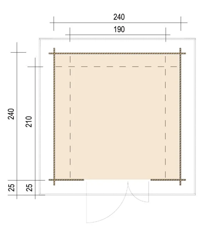 Zuluna Blockhaus 210x190cm, Flachdach