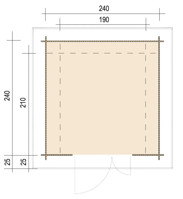 Zuluna Blockhaus 240x190cm, Flachdach