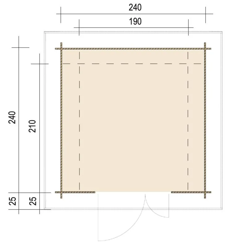 Zuluna Blockhaus 240x240cm, Flachdach