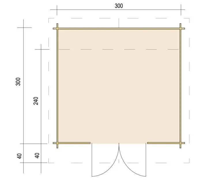 Zuluna Blockhaus 300x240cm, Satteldach