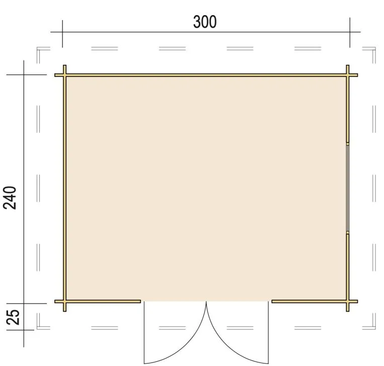 Zuluna Blockhaus 300x240cm, Flachdach