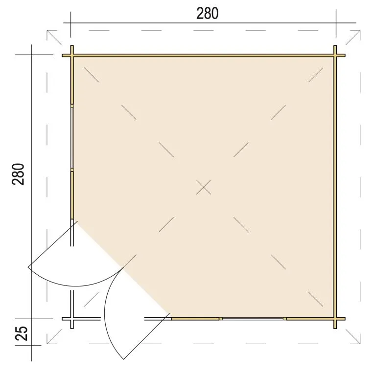 Zuluna Blockhaus 280x280cm, Pultdach