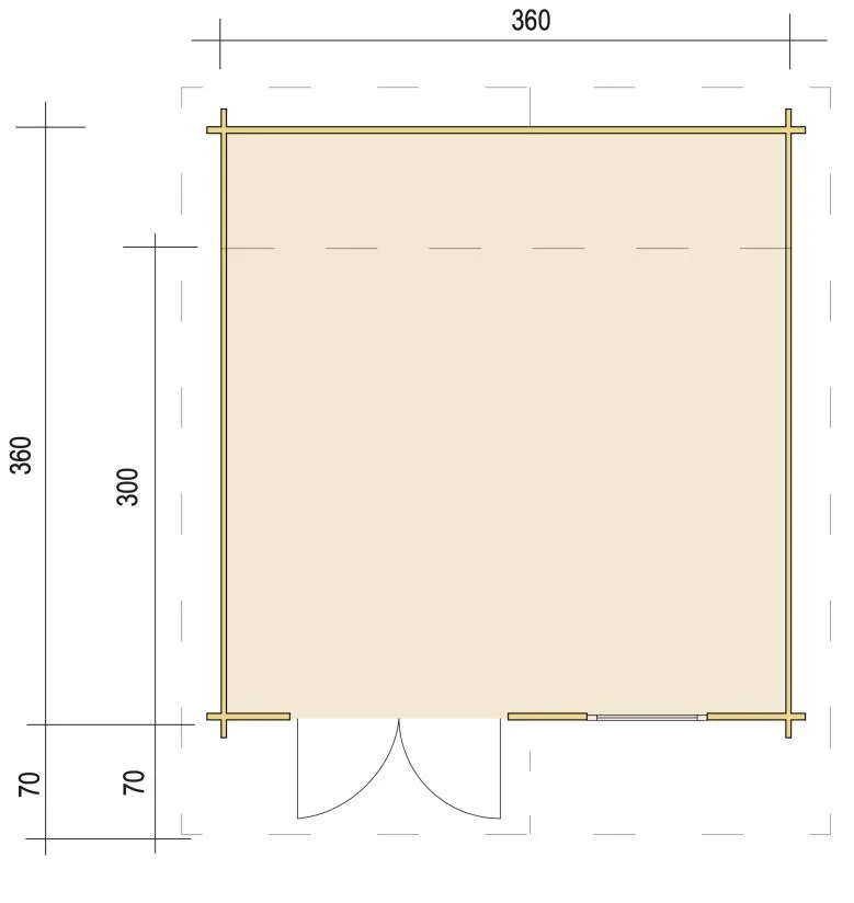 Zuluna Blockhaus 360x360cm, Satteldach