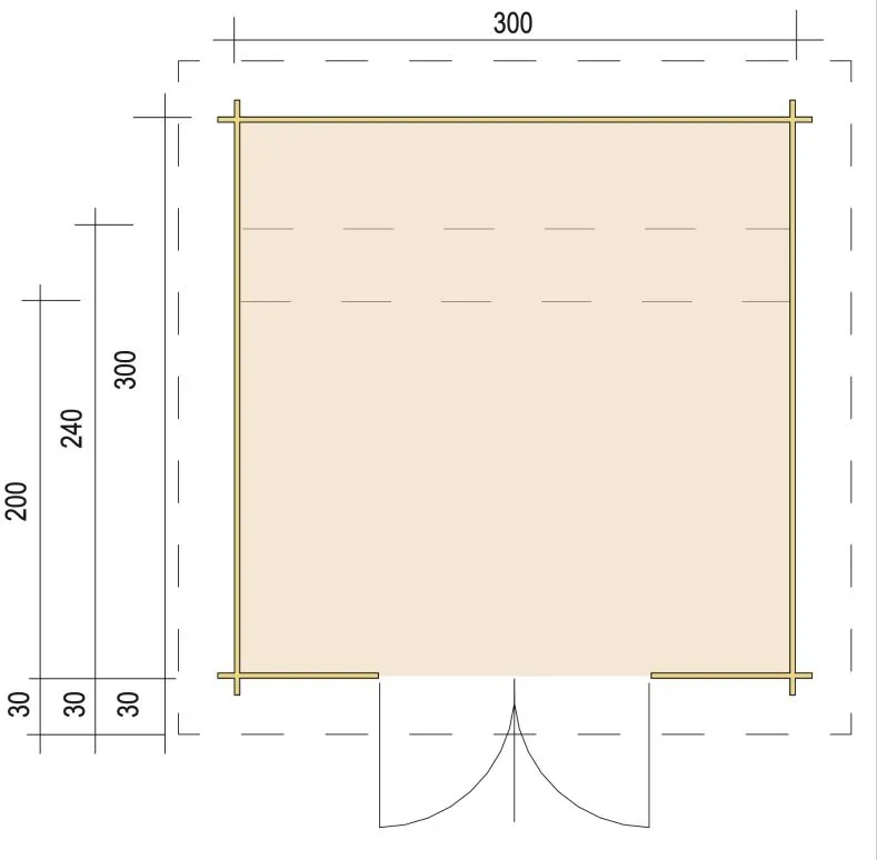 Zuluna Blockhaus 300x300cm, Pultdach