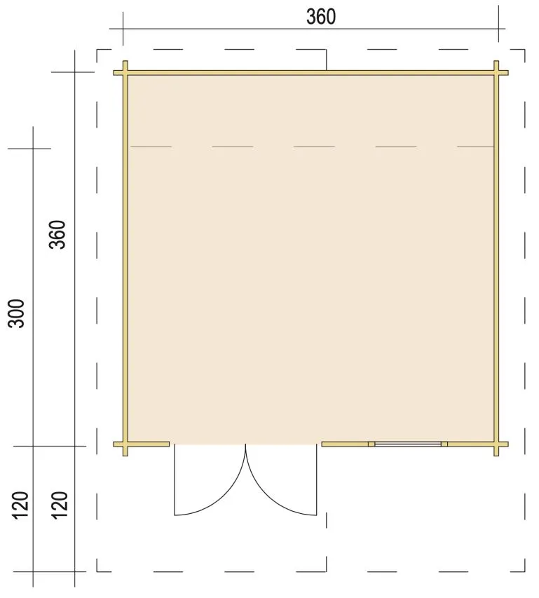 Zuluna Blockhaus 360x300cm, Satteldach