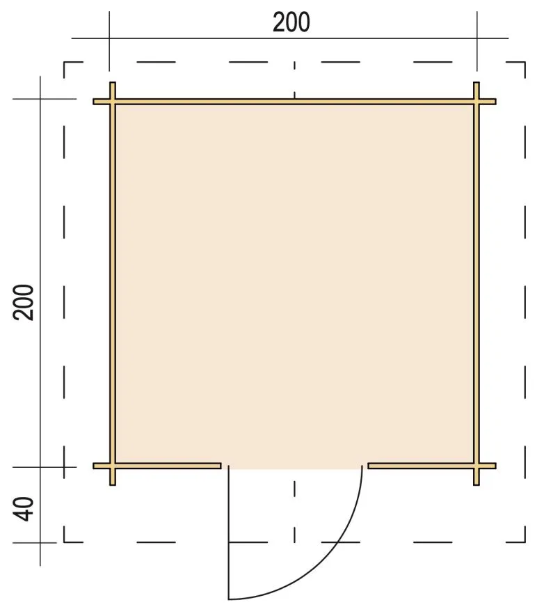 Zuluna Blockhaus 200x200cm, Satteldach