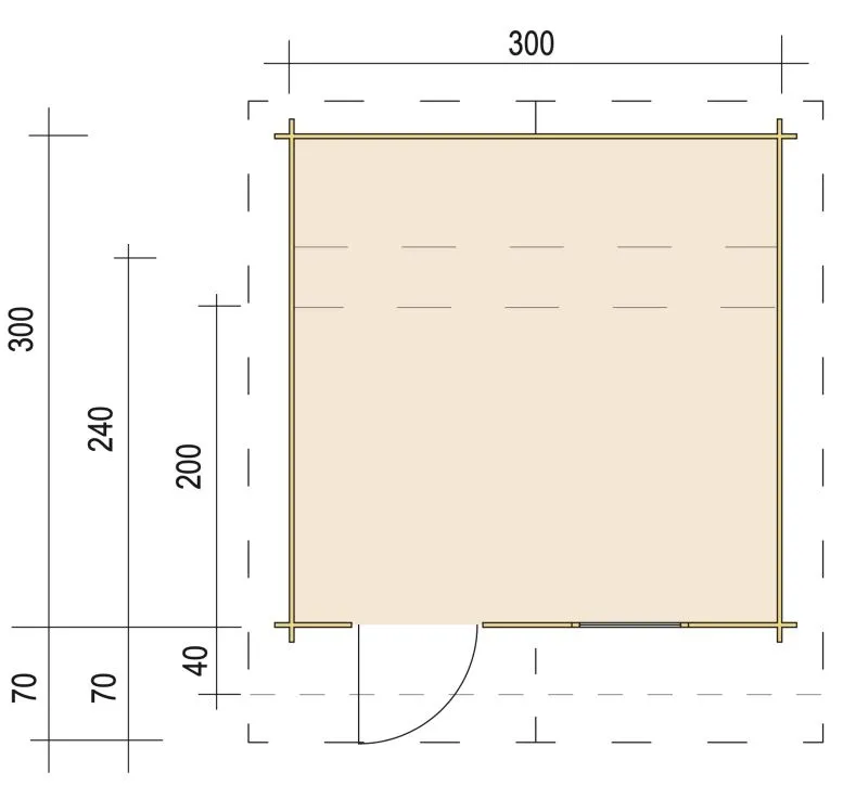 Zuluna Blockhaus 300x200cm, Satteldach