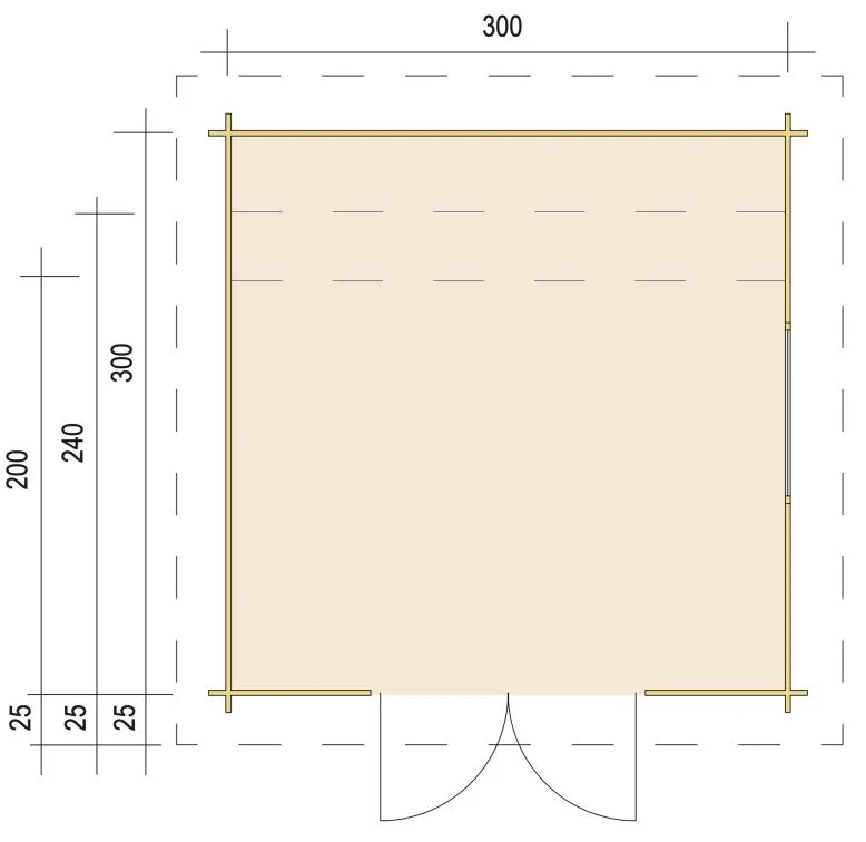 Zuluna Blockhaus 300x200cm, Flachdach