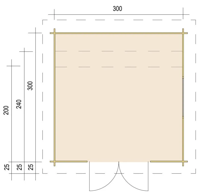 Zuluna Blockhaus 300x240cm, Flachdach