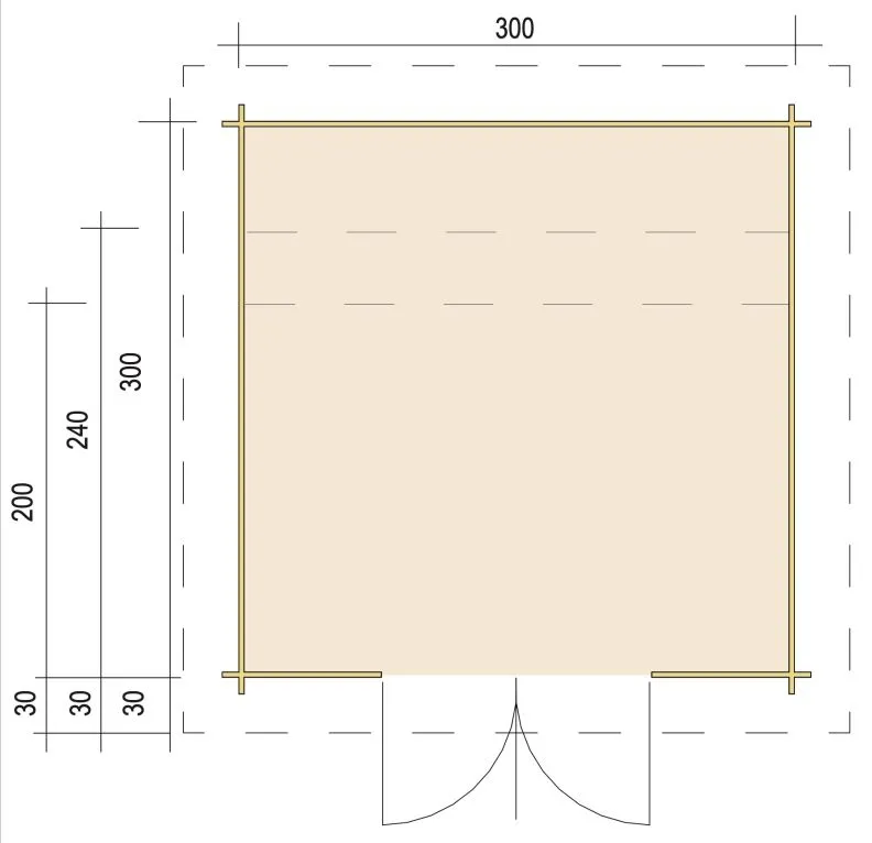 Zuluna Blockhaus 300x240cm, Pultdach