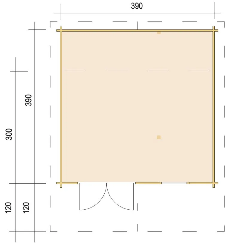 Zuluna Blockhaus 390x300cm, Satteldach