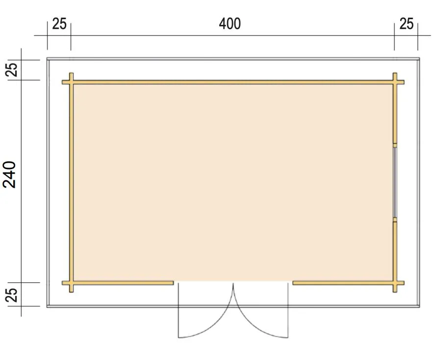 Zuluna Blockhaus 400x240cm, Flachdach