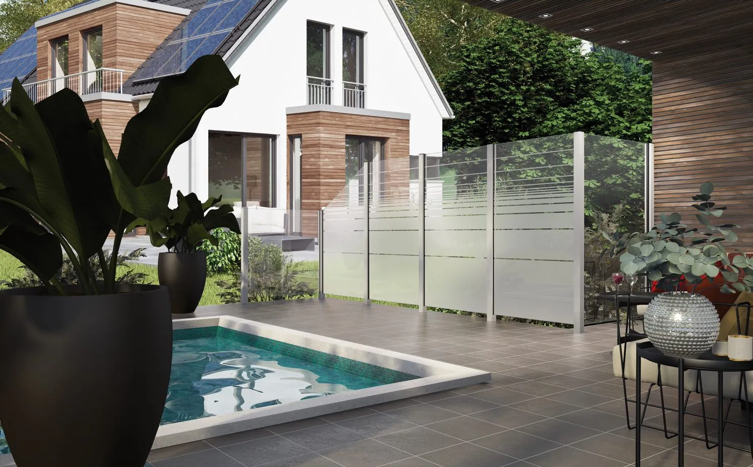 Glaselement ESG mit Siebdruck 103x180 cm