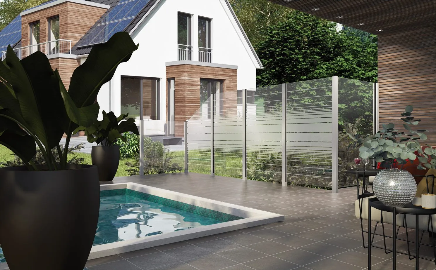 Glaselement ESG mit Siebdruck 103x120 cm